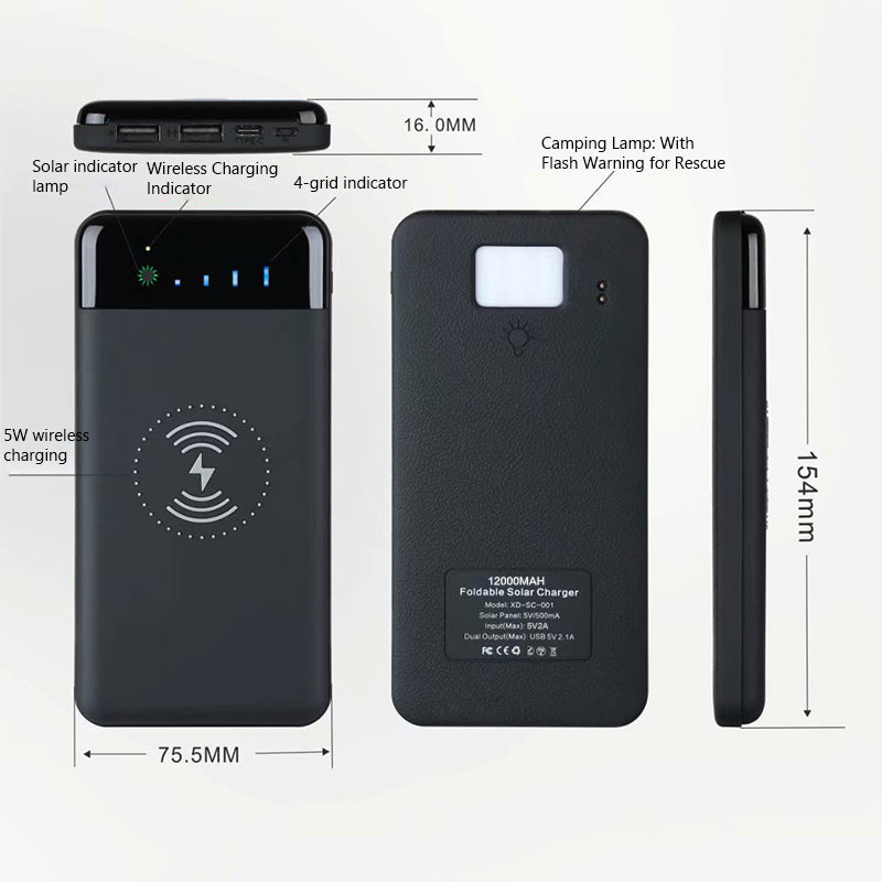Solar Power Bank (Detachable Wireless Charging)